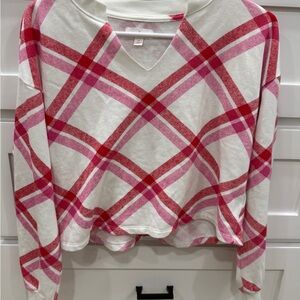 Colsie Red and Pink Plaid Top